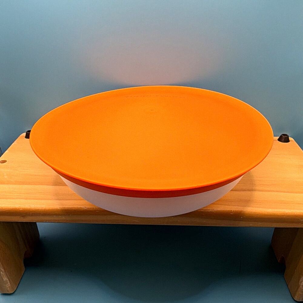 Tupperware Orange/White Plastic Round Bowl 740 ml Snap Lid 2pc Set 6292A-3